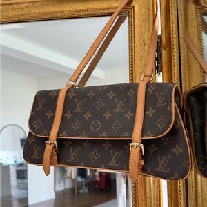 Louis Vuitton Brown Tan Monogram Shoulder Bag